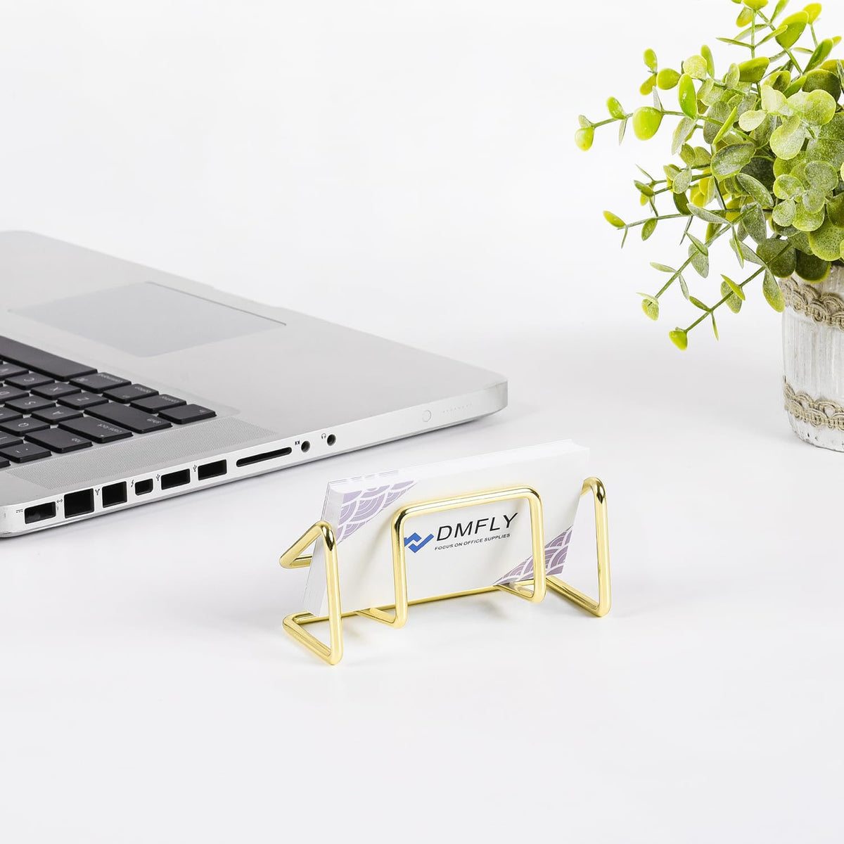 Metal Business Card Holder for Desk, Cute Card Display Stand, Compatible with Various Countertops, Gold