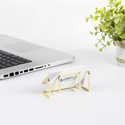 Metal Business Card Holder for Desk, Cute Card Display Stand, Compatible with Various Countertops, Gold