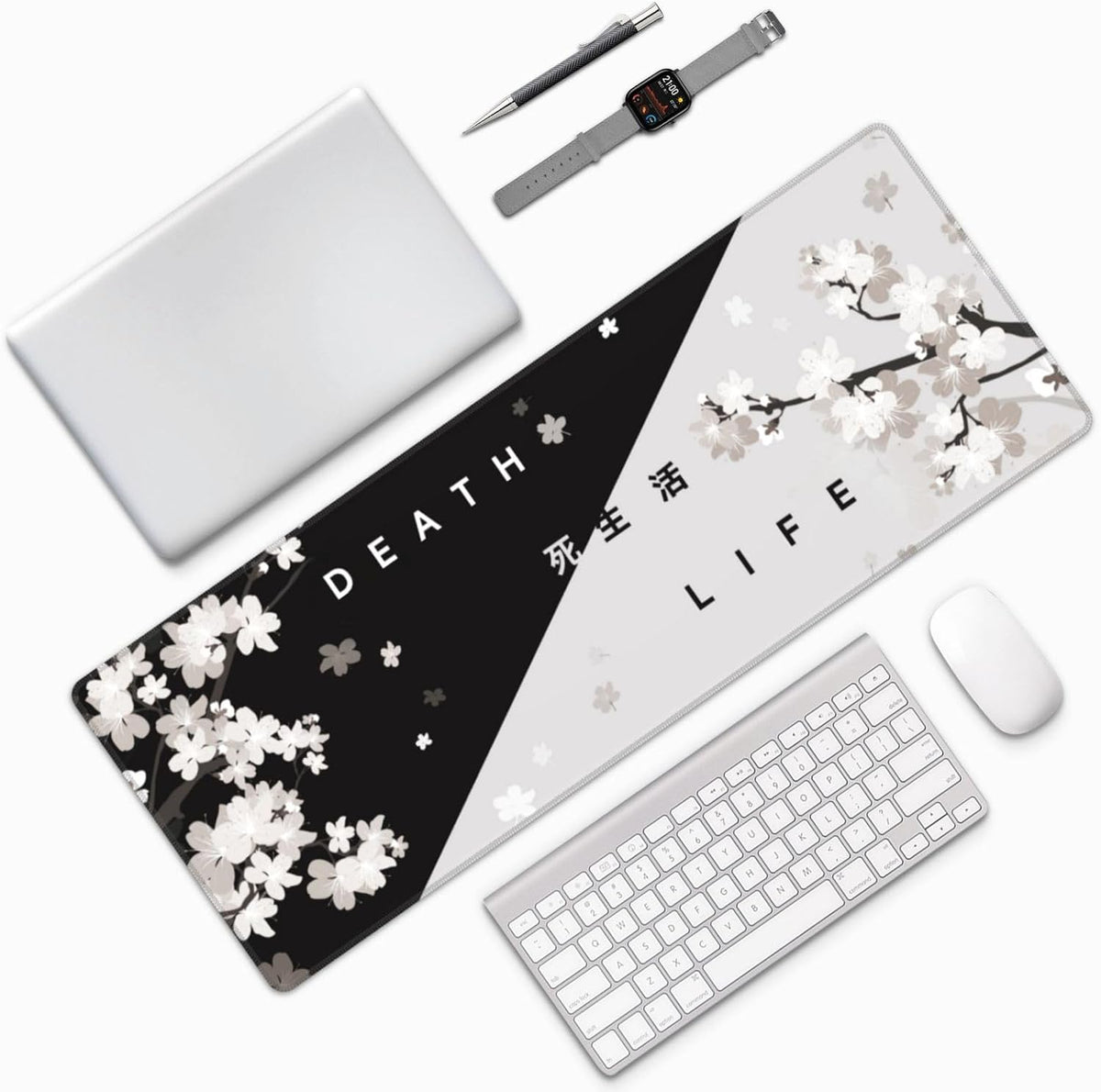 Japanese Mouse Pad, Large Japanese Desk Mat, XL Anime Gaming Keyboard Mat, Non-Slip Rubber Base, Big Extended Desk Protector for Home Office, 31.5”x11.8”