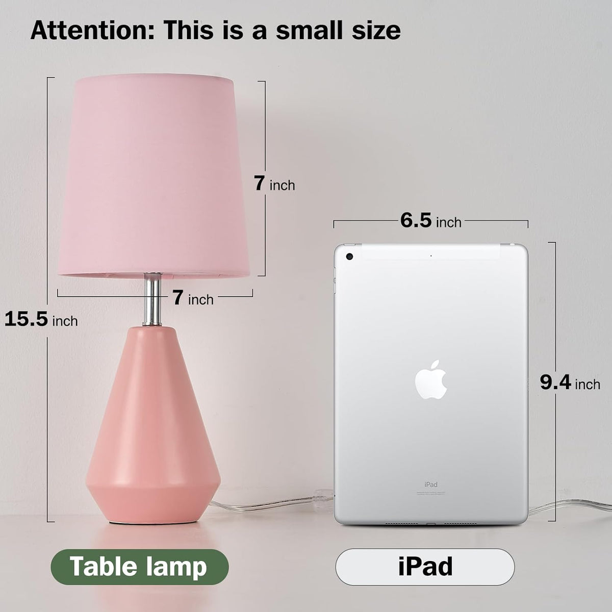 Small Bedside Table Lamp for Bedroom - Reading Desk Lamp with 3 Color Temperatures，15.5" Nightstand Ceramic Lamp with Fabric Shade for Kids Room,Living Room,Dorm,Home Office (Green)