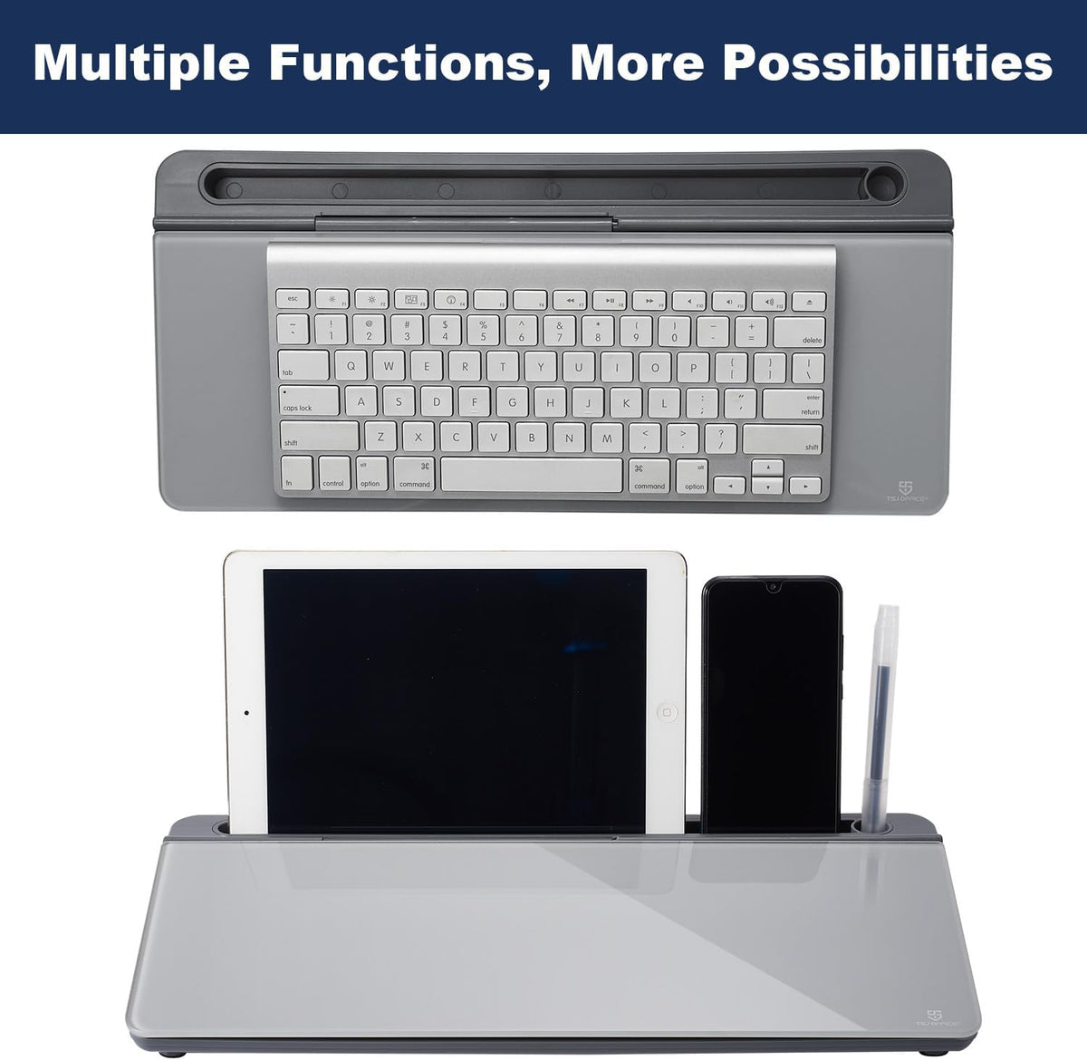 TSJ OFFICE Desktop Whiteboard Dry-Erase-Board - Computer Keyboard Stand White Board Surface Pad with Drawer, Desk Organizers with Accessories for Office, Home, School Supplies - Black