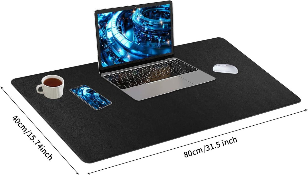 Bloss Leather Desk Pad and Keyboard Wrist Rest, Large Mouse Pad + Keyboard Pad+Mouse Wrist Support, Non-Slip Desk Mat Protector for Office, Home(31.5×15.7 Inches,Beige) - Colors A