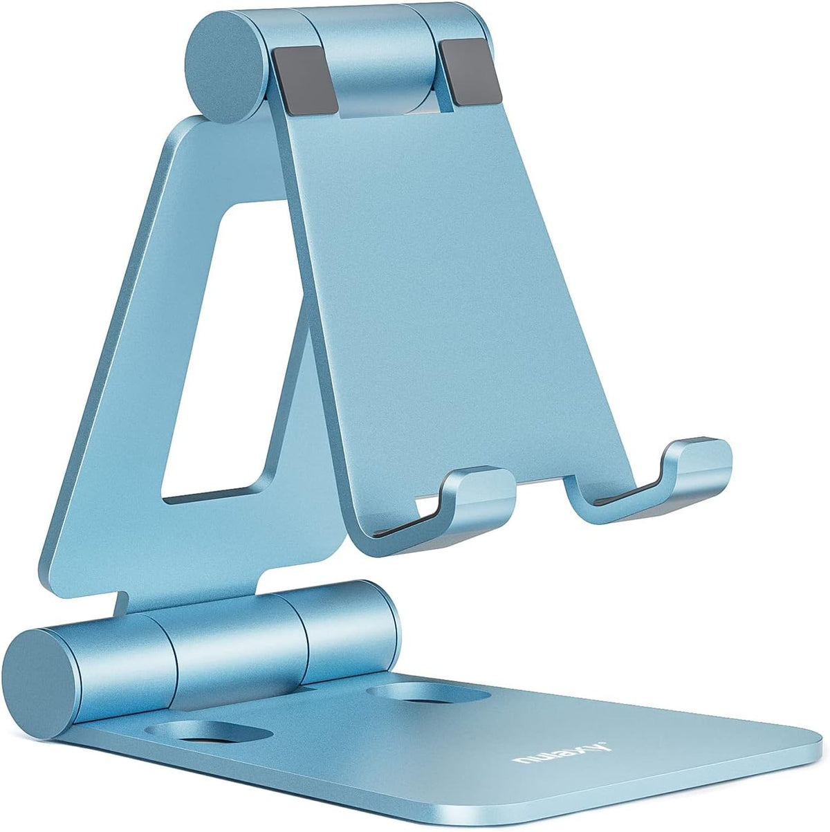 Nulaxy Dual Folding Cell Phone Stand, Fully Adjustable Foldable Desktop Phone Holder Cradle Dock Compatible with iPhone 17 16 15 14 13 12 11 Pro Max Xs Xr X 8, Nintendo Switch, All Phones - Purple