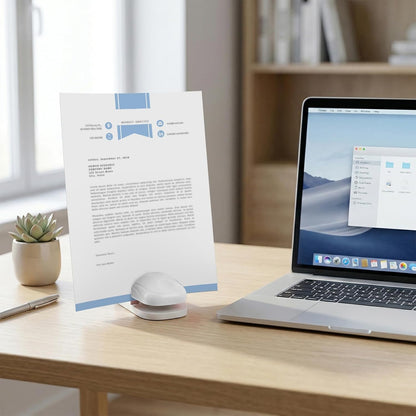 Paper Holder for Typing, White Typing Stand Document Holder with Weighted Base and Clip, Compact Paper Stand for Desk When Typing, Copy Holder for Notes, Forms and Office Work