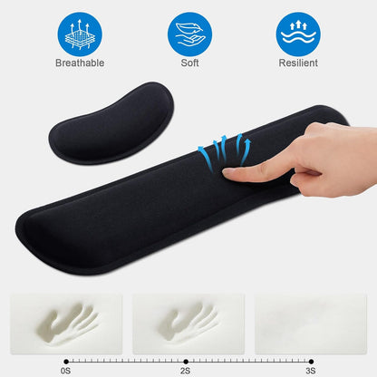 Leolee Elbow Rest Pads for Desk, Black Ergonomic Wrist Rest Arm Rest Pads | Memory Foam & Non-Slip Base, Armrest Cushion Support Pad Relieve Elbow and Wrist Pain for Computer, Office, 2 Packs