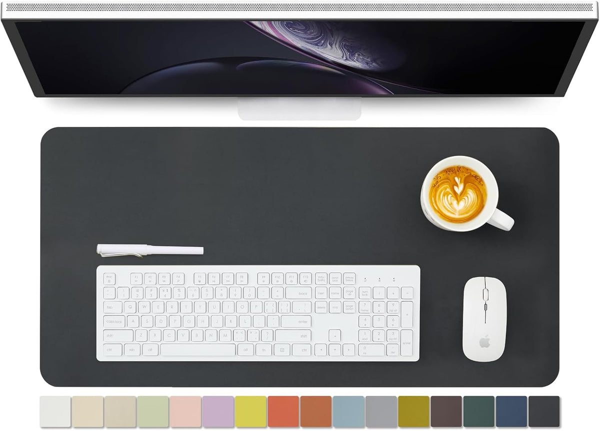 HOMIEAZICOZI Leather Desk Mat - Non-Slip PU Desk Pad for Office and Home - Desk Organization and Accessories - Ideal for Large Mouse Pad and Desk Mats on Top of Desks (Black,36''x 17'') (DPD-B-L)