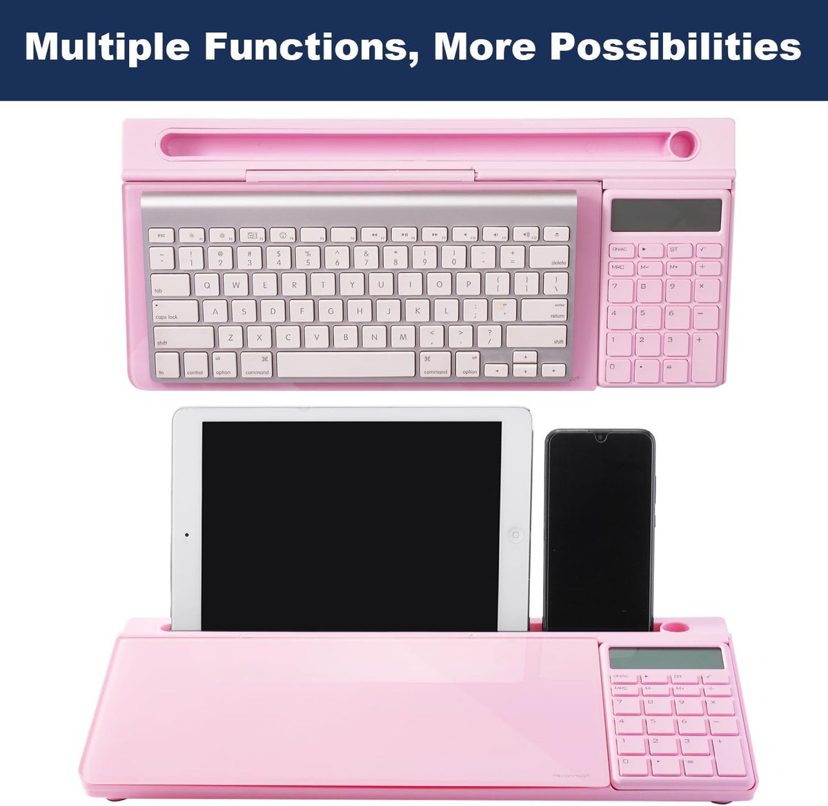 TSJ OFFICE Desktop Whiteboard Dry-Erase-Board - Computer Keyboard Stand White Board Surface Pad with Drawer, Desk Organizers with Accessories for Office, Home, School Supplies - Black