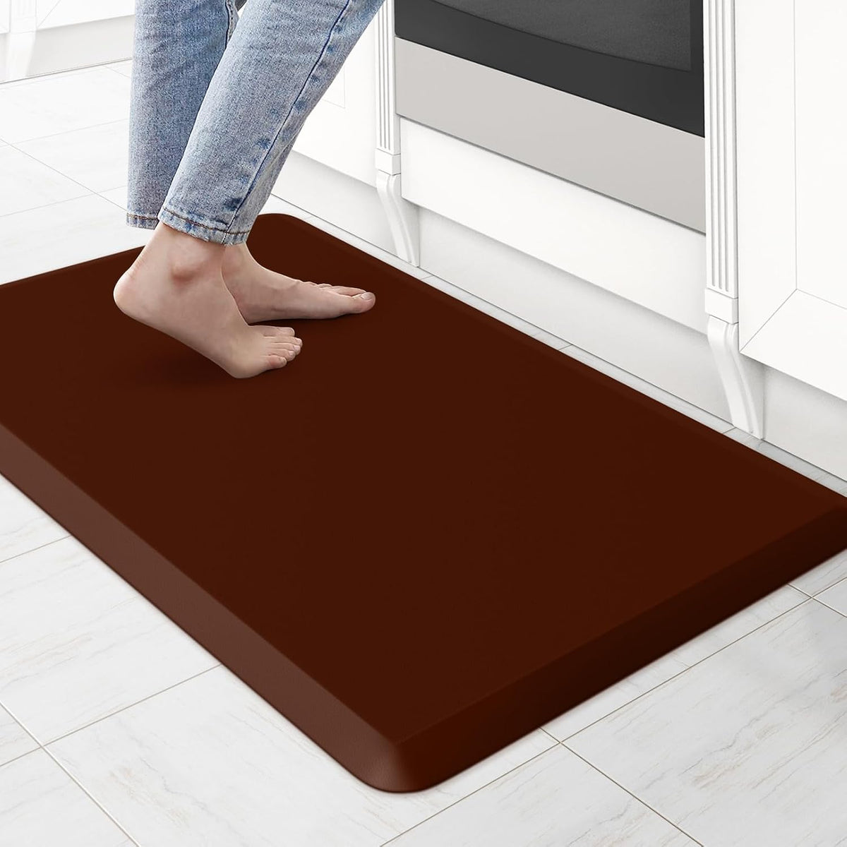 KitchenClouds Kitchen Mat Cushioned Anti Fatigue Rug 17.3"x28" Water Resistant, Non Slip, Standing and Comfort Desk/Floor Mats for House Sink Office (Black)