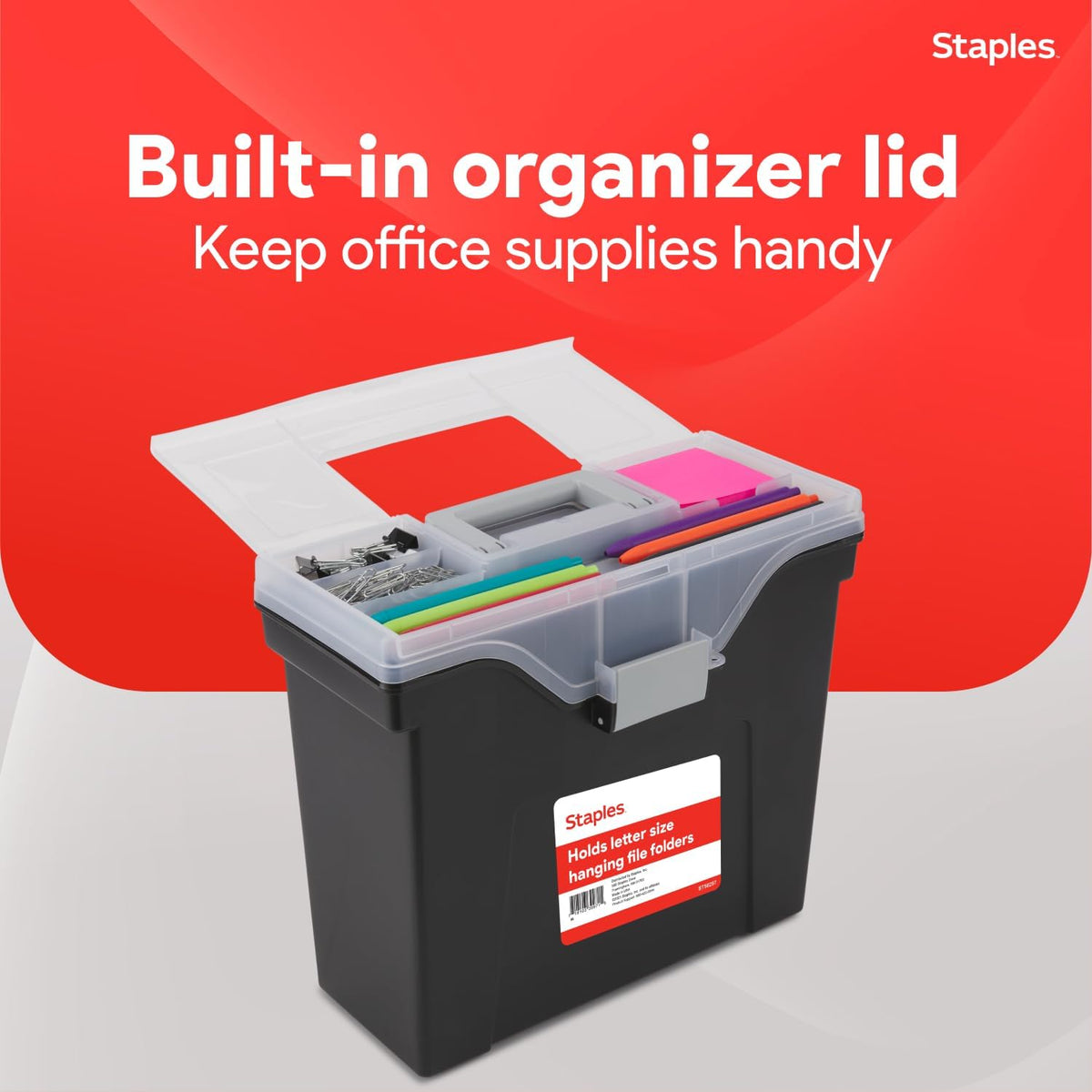 Hanging File Folder Box, Storage Bin Organizer, Snap Lid, Clear