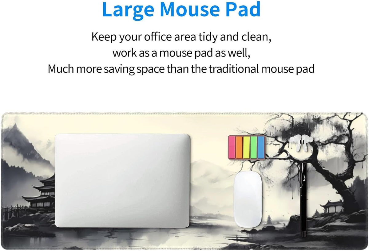 Japanese Mouse Pad, Large Japanese Desk Mat, XL Anime Gaming Keyboard Mat, Non-Slip Rubber Base, Big Extended Desk Protector for Home Office, 31.5”x11.8”