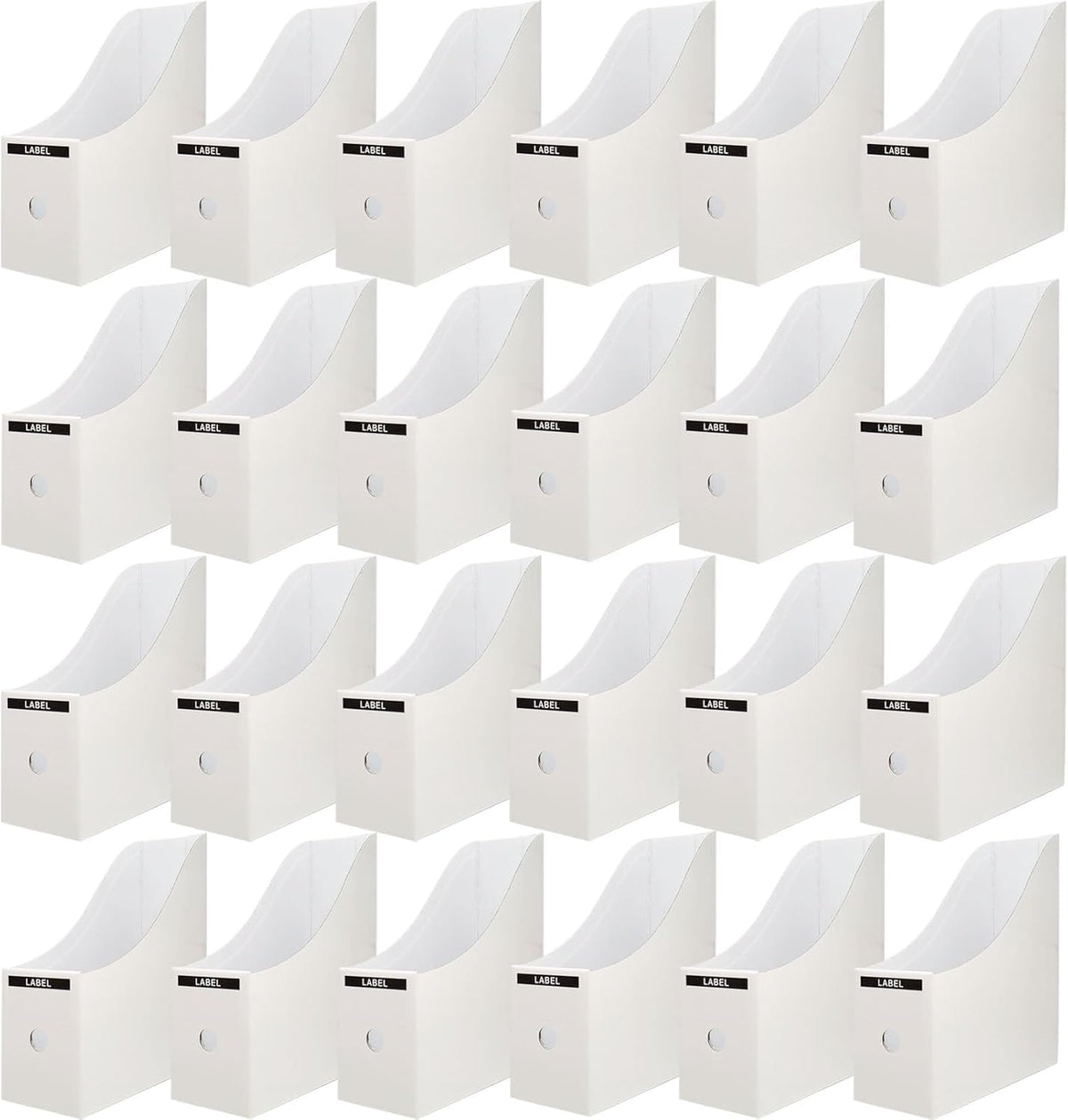 Limitliho 24 Pack Black Cardboard Magazine Holder, Sturdy Book Bins for Classroom Library, 10.6'' ×10.2'' ×3.5'' Inch Vertical File Folder Box