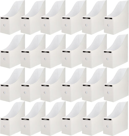 Limitliho 24 Pack Black Cardboard Magazine Holder, Sturdy Book Bins for Classroom Library, 10.6'' ×10.2'' ×3.5'' Inch Vertical File Folder Box