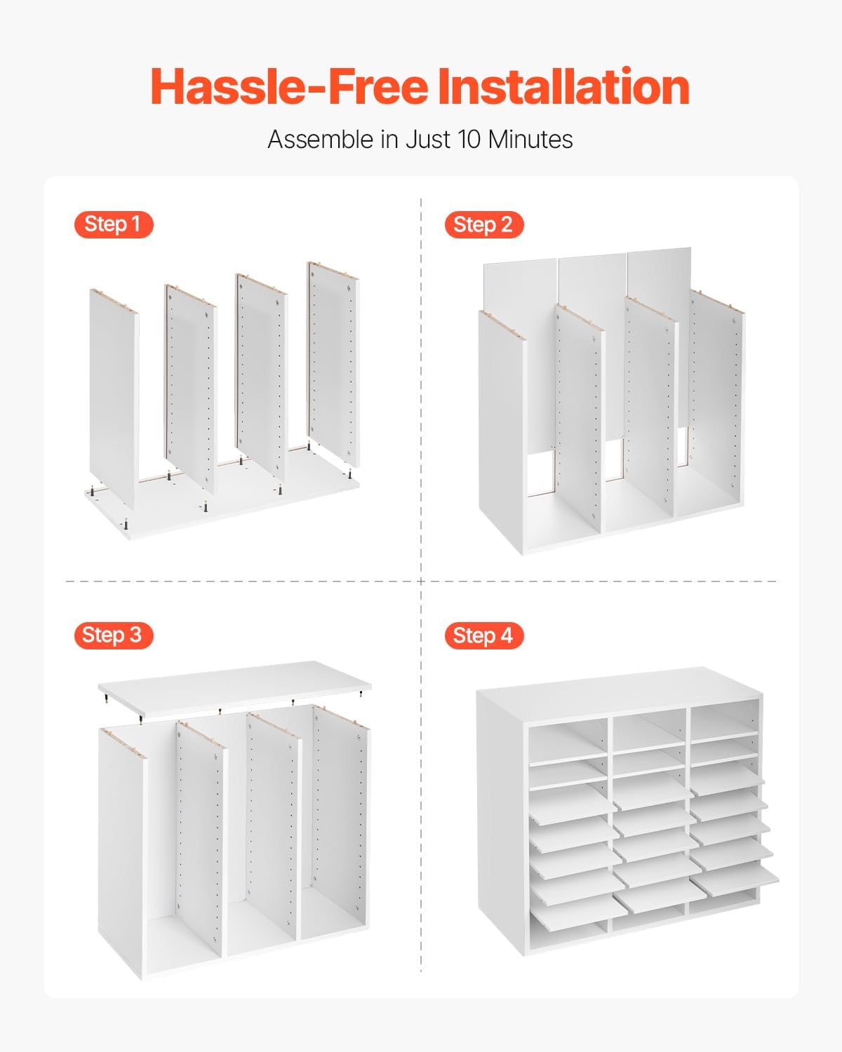 VEVOR Literature Organizers, 12 Compartments Office Mailbox with Adjustable Shelves, Wood Literature Sorter 20.4x12x16.1 inches for Office, Home, Classroom, Mailrooms Organization, EPA Certified White