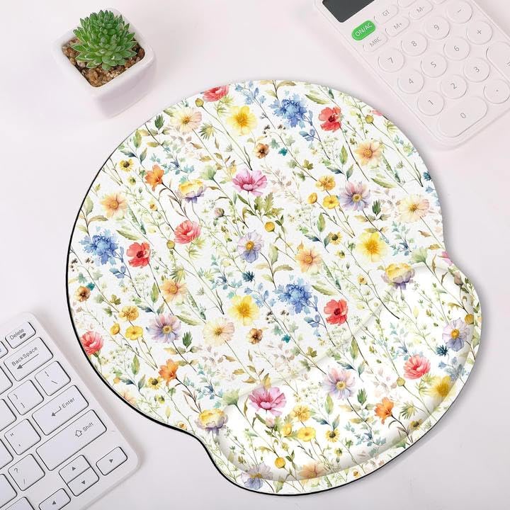 KONVINIT Ergonomic Mouse Pad with Wrist Rest, Small Mousepad with Non-Slip Rubber Base and Smooth Surface, Beach Mouse Pads for Desk, Office Desk Accessories