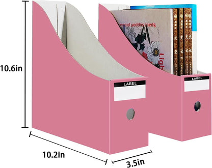 Limitliho Magazine File Folder Holder for Desk, Book Bins for Classroom Library,Office,Home, 10.6" H x 10.2" L x 3.5" W in Cardboard Paper Organizer (Six color, 6 Pack)