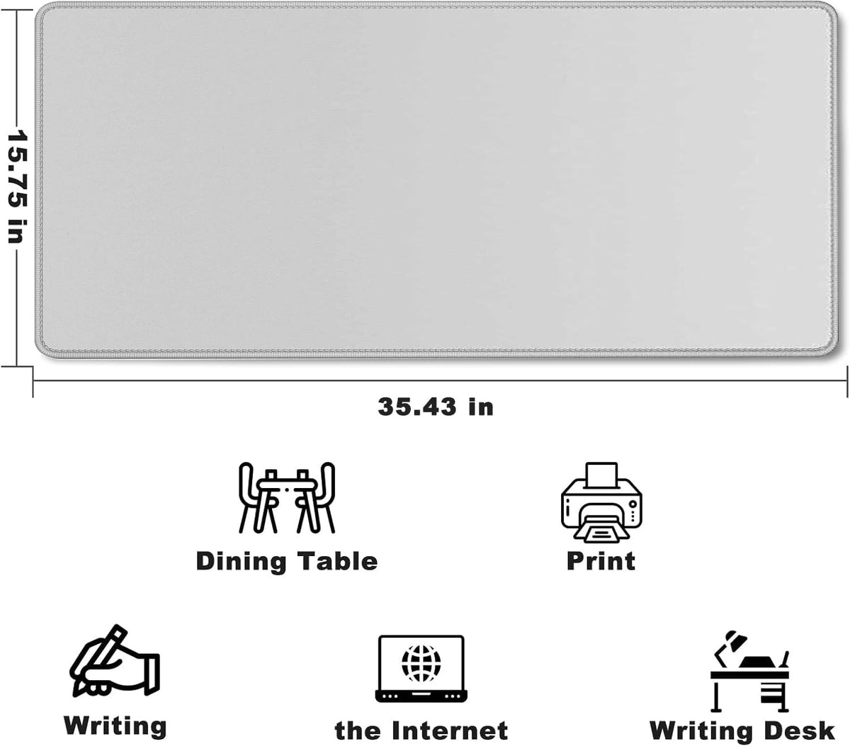 31.5" x 15.7" Waterproof Fabric Desk Pad, Rubber Anti-Slip Base, Stitched Edges No Curling, Fits Laptop Keyboard and Mouse, Smooth Office Mat Large Mouse Pad for Work Game, Black