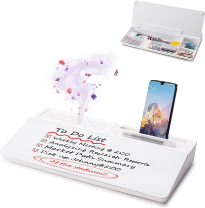 TSJ OFFICE Desktop Whiteboard Dry-Erase-Board - Computer Keyboard Stand White Board Surface Pad with Drawer, Desk Organizers with Accessories for Office, Home, School Supplies - Black