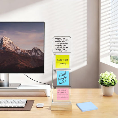 Monitor Memo Board with Removable Wooden Base Acrylic Portable Sticky Note Holder, It is Okay to Acrylic Message Board Sign, Office Desk Desk Set Sticky Notes 100 Sheets