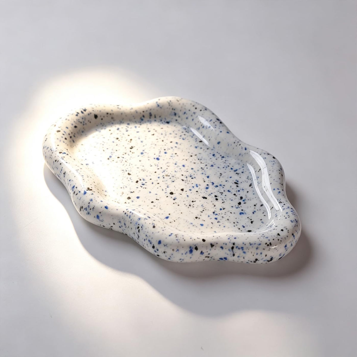 Jewelry Dish Trinket Tray for Women, Ring Dish Holder, Unique Cloud Shape Ceramic Plate Cute Things Vanity Aesthetic Room Decor Mother's Day Birthday (White)