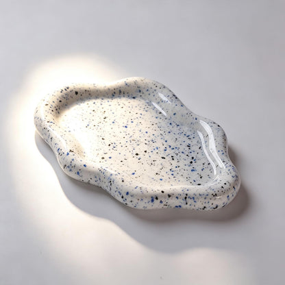 Jewelry Dish Trinket Tray for Women, Ring Dish Holder, Unique Cloud Shape Ceramic Plate Cute Things Vanity Aesthetic Room Decor Mother's Day Birthday (White)