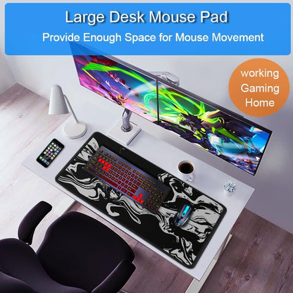 Large Gaming Mouse Pad, 31.5x15.7 inch Large Extended Computer Keyboard Mouse Mat, Water Resist Non-Slip Mousepad Rubber Base Long XXL Desk Mouse Pad for Work & Gaming, Office & Home, Black