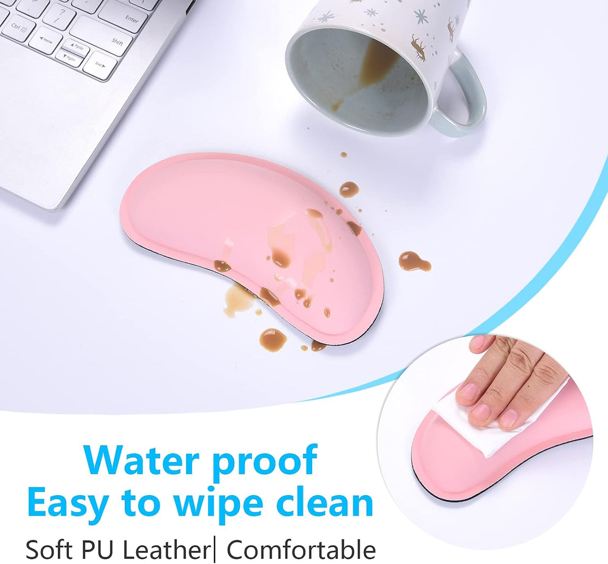 Mouse Wrist Rest, Ergonomic Memory Foam Mouse Wrist for Computer Desk Mats Support, PU Leather Hand Rest Pad Cushion for Gaming, Laptop, Men, Women, Pain Relief & Easy Typing, Black