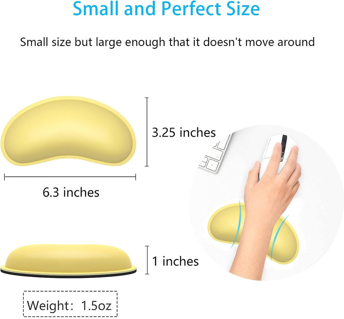 Mouse Wrist Rest, Ergonomic Memory Foam Mouse Wrist for Computer Desk Mats Support, PU Leather Hand Rest Pad Cushion for Gaming, Laptop, Men, Women, Pain Relief & Easy Typing, Black