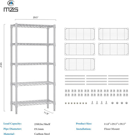 M MZG 450 lbs Steel Storage Shelving 3-Tier Utility Shelving Unit Steel Organizer Wire Rack for Home,Kitchen,Office (11.8" D x 17.7" W x 26.3" H) - Colors A
