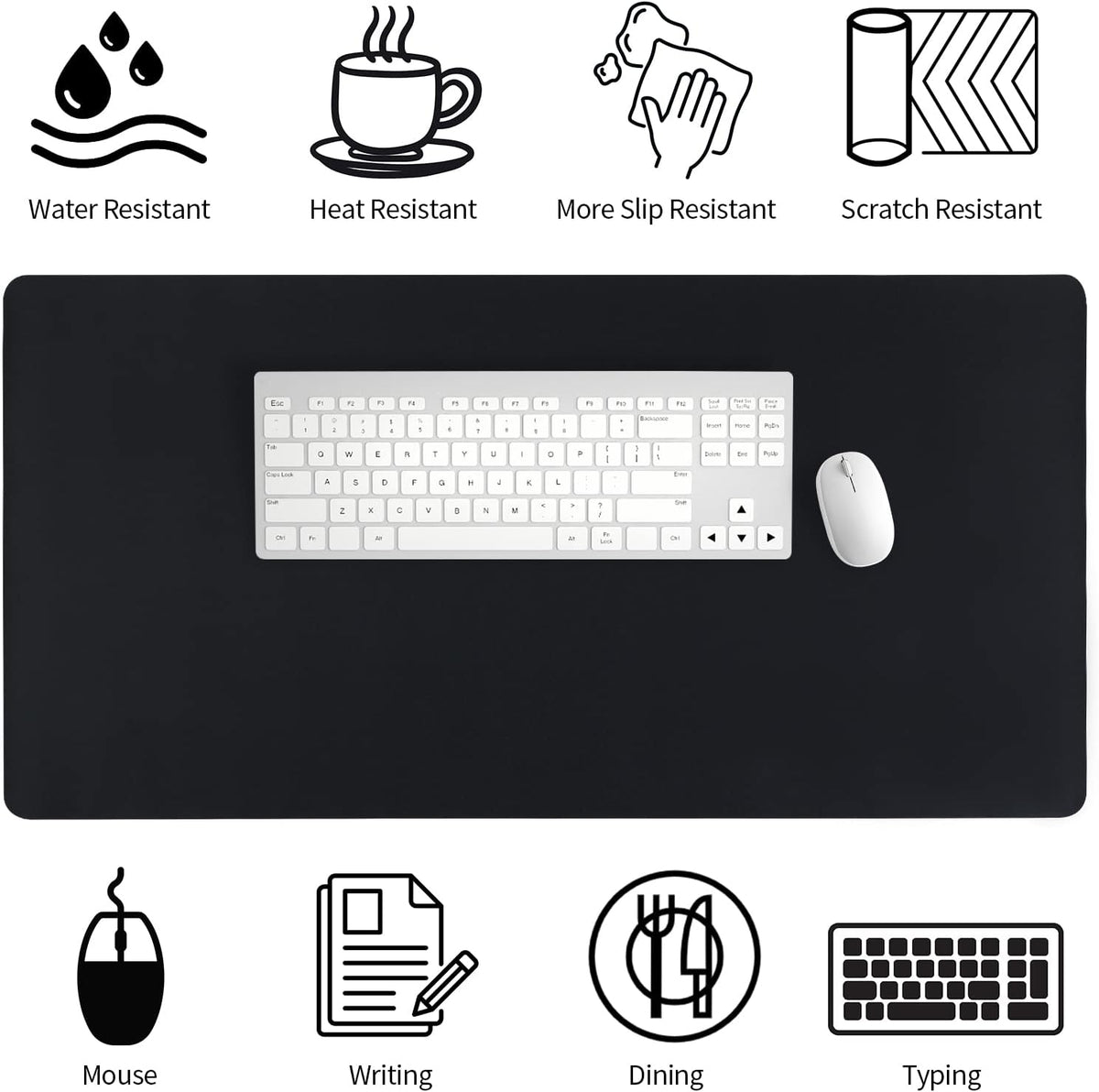 Bloss Leather Desk Pad and Keyboard Wrist Rest, Large Mouse Pad + Keyboard Pad+Mouse Wrist Support, Non-Slip Desk Mat Protector for Office, Home(31.5×15.7 Inches,Beige) - Colors A