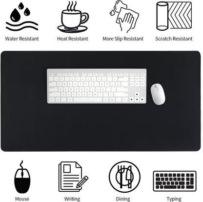Bloss Leather Desk Pad and Keyboard Wrist Rest, Large Mouse Pad + Keyboard Pad+Mouse Wrist Support, Non-Slip Desk Mat Protector for Office, Home(31.5×15.7 Inches,Beige) - Colors A