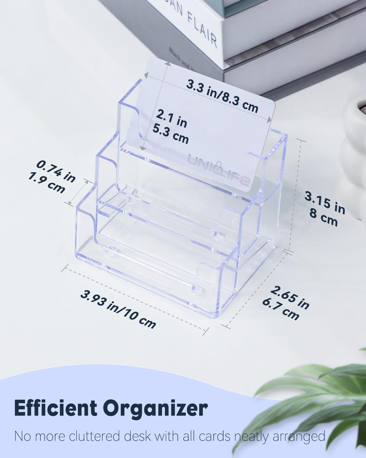 Uniclife Acrylic Business Card Holder for Desk 1 Slot Clear Business Card Display Stand for Men & Women Desktop Business Card Organizer Card Stand for Office Home Exhibition, 60 Card Capacity