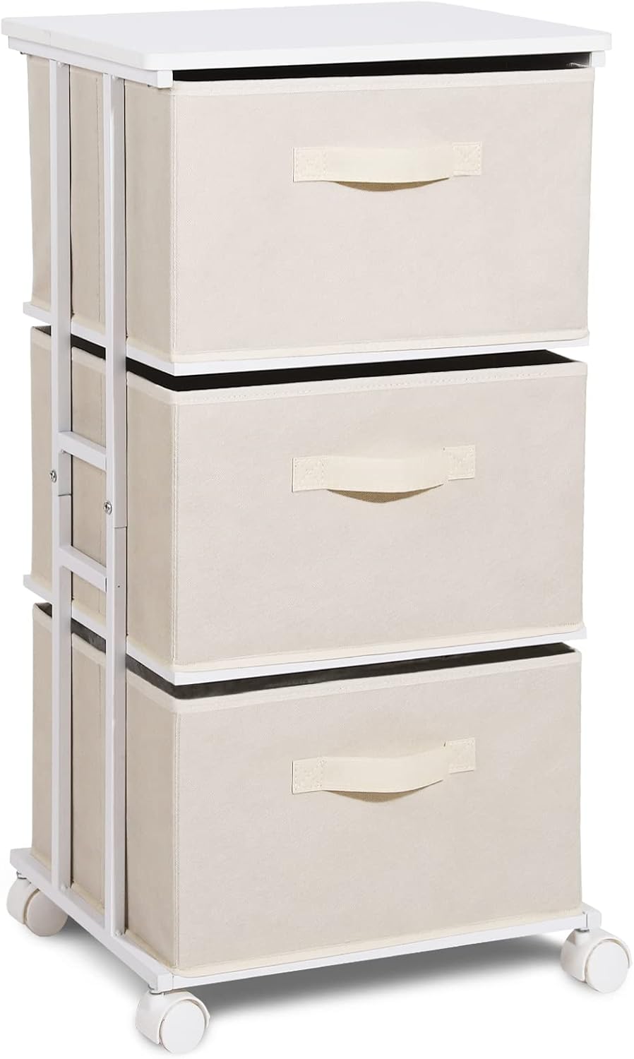 Dresser Storage with 3 Drawers, Fabric Dresser Tower, Vertical Storage Unit for Bedroom, Closet, Office, Black