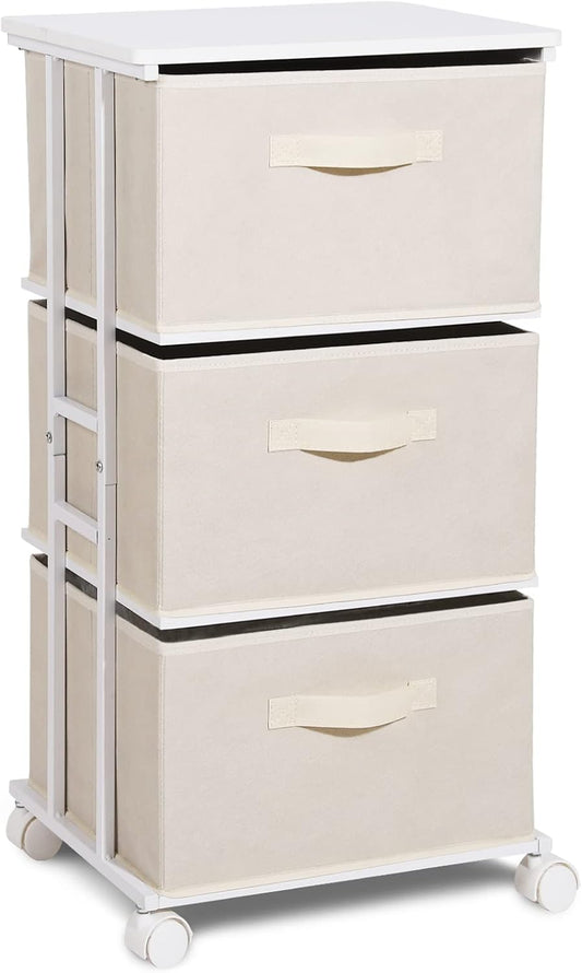 Dresser Storage with 3 Drawers, Fabric Dresser Tower, Vertical Storage Unit for Bedroom, Closet, Office, Black