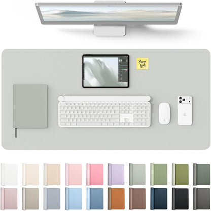 YSAGi Leather Desk Pad Protector, Office Desk Mat, Large Mouse Pad, Non-Slip PU Leather Desk Blotter, Waterproof Laptop Desk Writing Pad for Office and Home (23.6" x 13.8", Eggshell) - Colors A