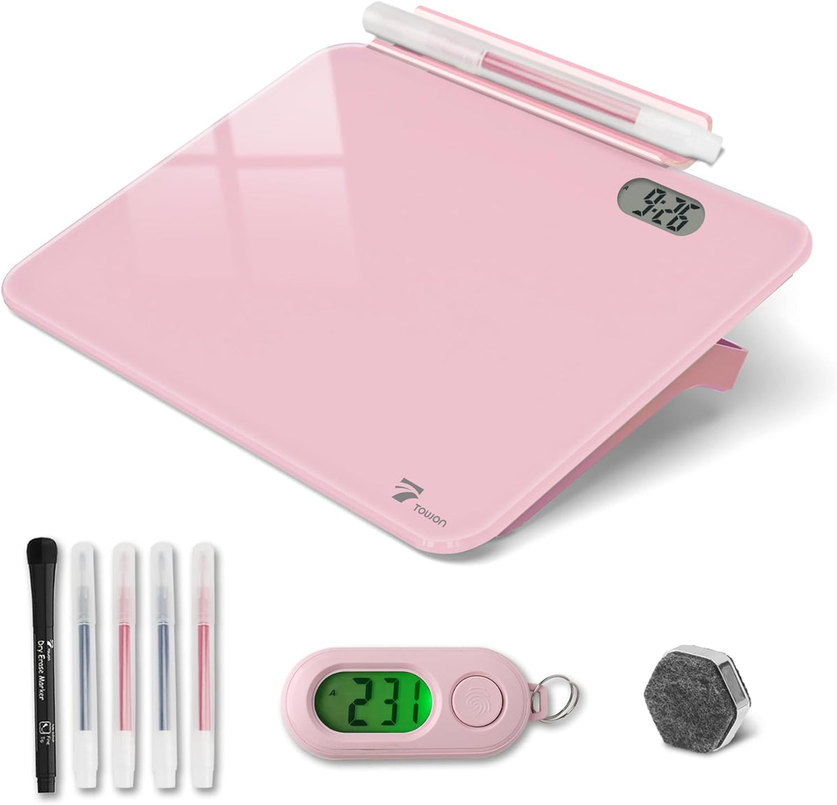 Small Glass Desktop Whiteboard Dry-Erase, Mini Pure Glass Whiteboard Stand