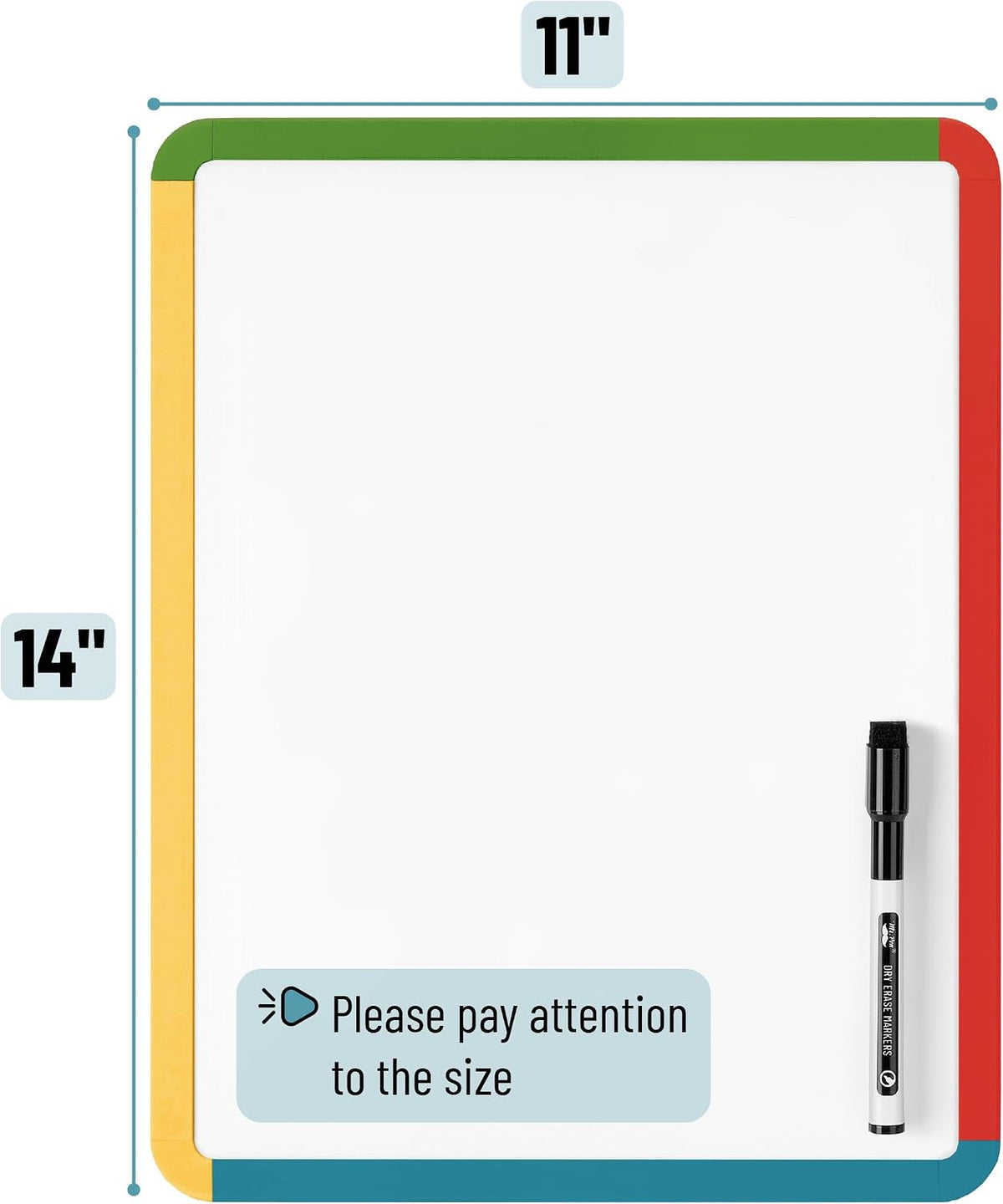 Dry Erase Board, 14” x 11”, White Frame