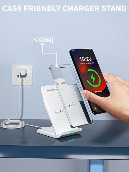 Wireless Charger Stand for Samsung,15W Max Wireless Charging Stand Desk Charging Station Android Desk Charger for Samsung S26/S25 Ultra/S24+/S23/S22/S21 FE,iPhone Air/17e/17 Pro Max/16 Pro/15/14/13/12