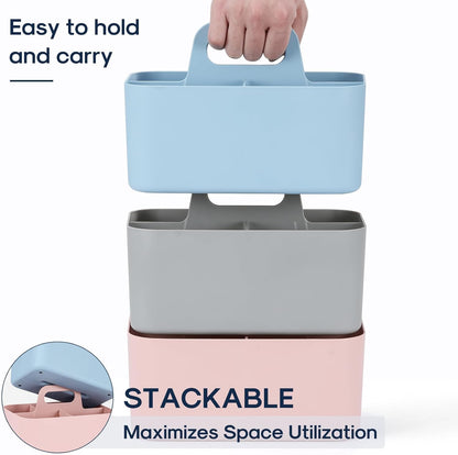 Multiuse Caddy Organizer with Handle, Portable Divided Plastic Tote Bin - Art Craft, Stationary Pen Marker Crayons, Makeup Hair Supplies Storage - Bathroom, Classroom, Dorm, Office, Desk Holder -Black