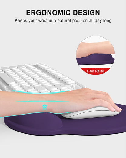 Ergonomic Mouse Pad with Wrist Rest, Comfortable Silicone Non-Slip Computer Pain Relief Gel Mouse Mat with Wrist Support for Gaming, Work, Office, Women & Men, Cute Pattern, Beige