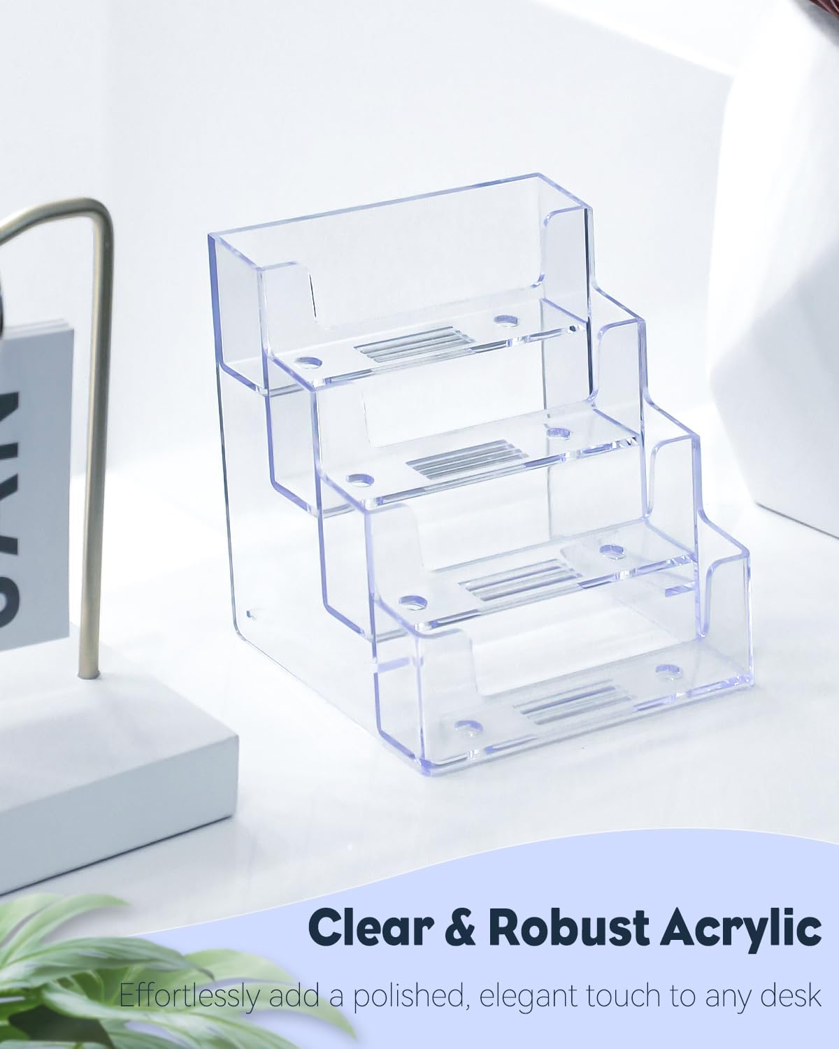 Uniclife Acrylic Business Card Holder for Desk 1 Slot Clear Business Card Display Stand for Men & Women Desktop Business Card Organizer Card Stand for Office Home Exhibition, 60 Card Capacity
