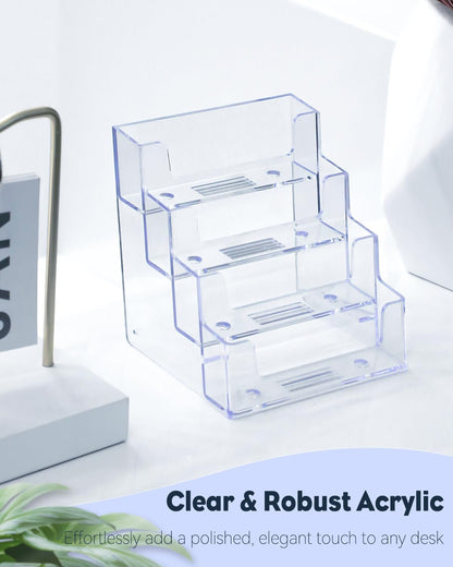 Uniclife Acrylic Business Card Holder for Desk 1 Slot Clear Business Card Display Stand for Men & Women Desktop Business Card Organizer Card Stand for Office Home Exhibition, 60 Card Capacity