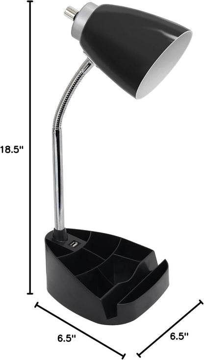 Limelights LD1056-BLK Desk Lamp Organizer with iPad Tablet Book Stand and USB Charging Port, Black