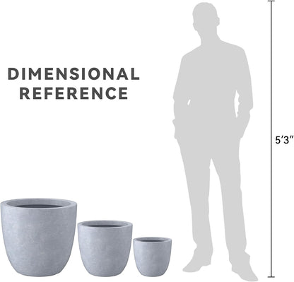Kante 8.9" H x 10" W Small Concrete Planter, Compact Desktop Plant Pot with Drainage Hole & Rubber Plug – Lightweight Breathable Cement Container for Succulents, Cactus, Herbs, Indoor Outdoor, Gift