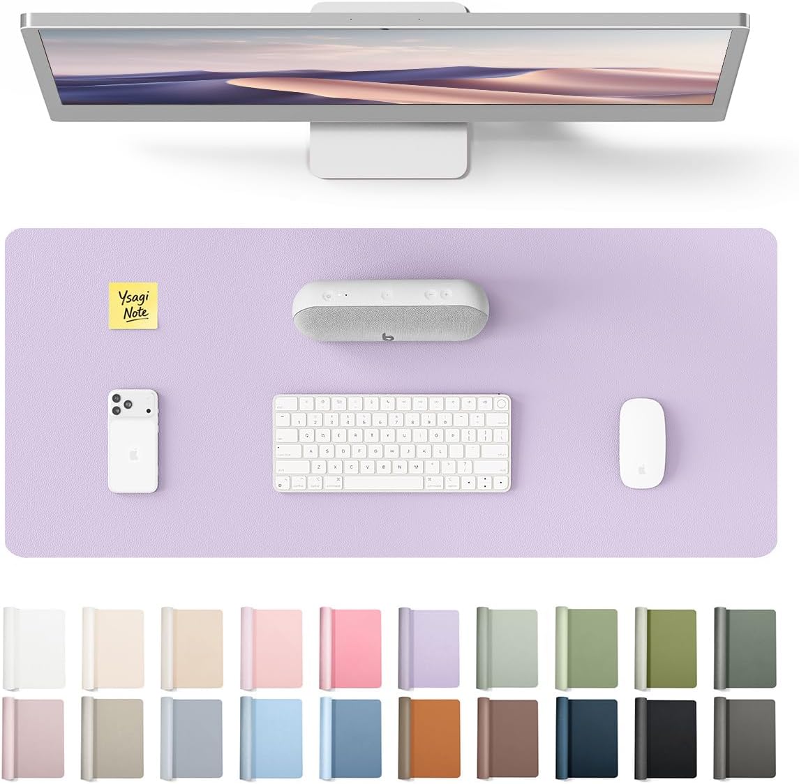 YSAGi Leather Desk Pad Protector, Large Mouse Pad, Non-Slip PU Leather Desk Blotter, Waterproof Writing Pad for Office and Home (31.5" x 15.8", Eggshell) - Colors B