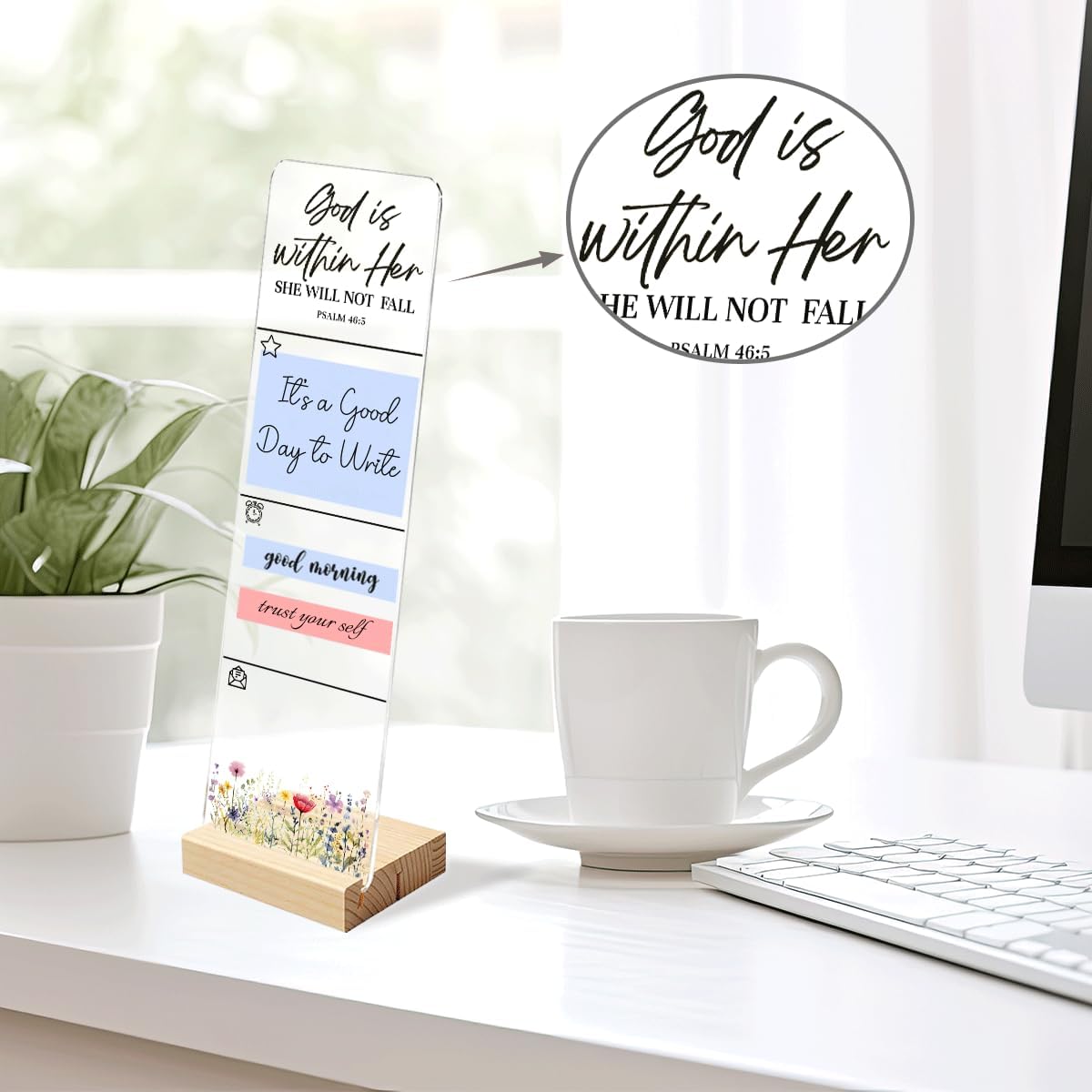 Note to Self Motivational Decor Sticky Note Holder, Mental Health Monitor Memo Board Decorations for School Counseling Office Therapy Desktop Art Decoration School Counselor, Therapist Office Gifts