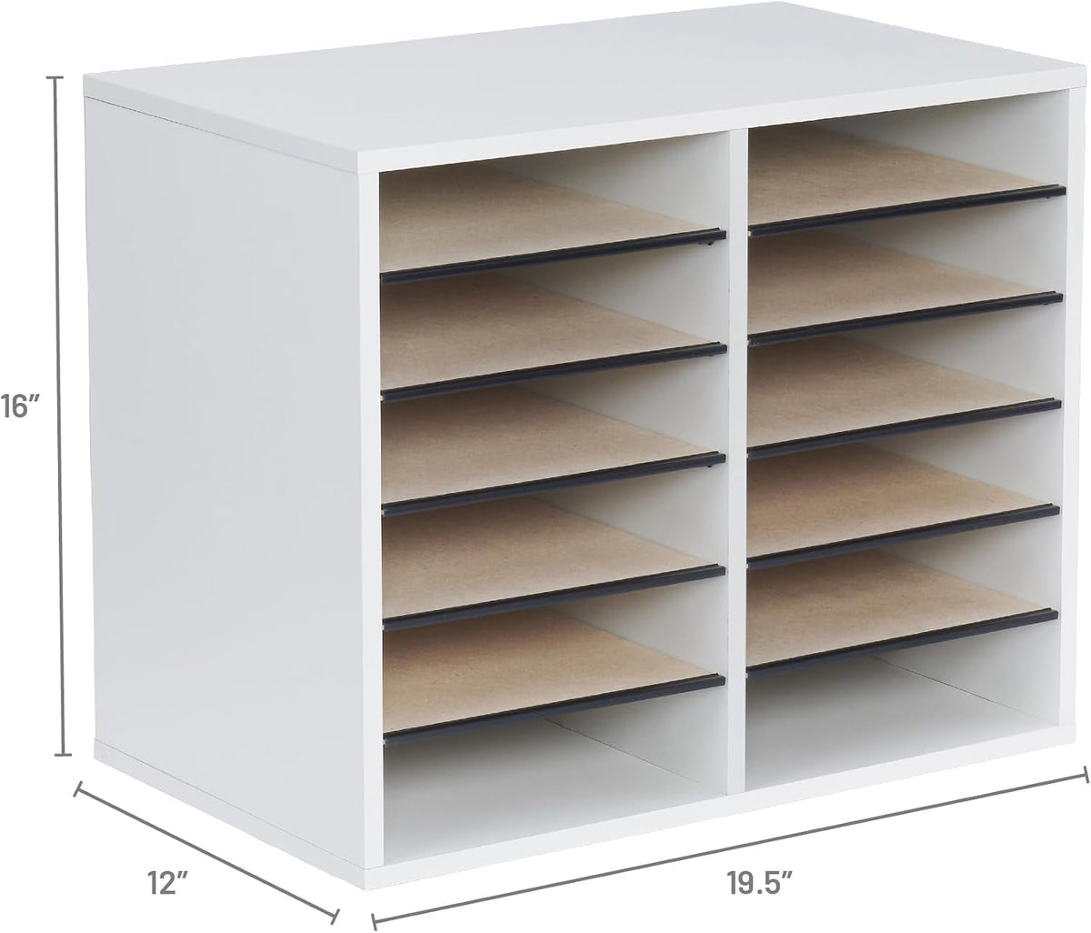 Safco 9422GR Wood Adjustable Literature & Paper Organizer, 16 Adjustable Compratment, Stackable Durable Construction, Home, Office, Mailroom, Classroom Mailbox , Gray