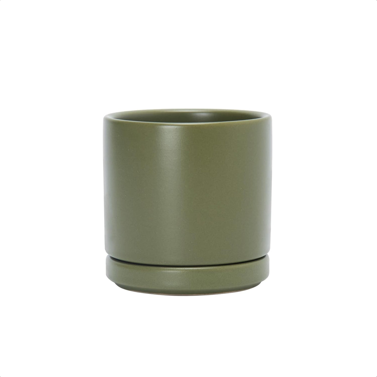 D'vine Dev 4.7 Inch Ceramic Planter Pot with Drainage Hole and Saucer, Indoor Cylinder Round Planter Pot, Teal, 94-O-B-9