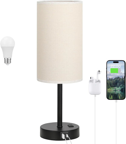 Dicoool Bedside Table Lamp for Bedroom - 3-Way Dimmable Touch Lamp, USB A+C