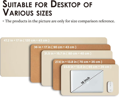 Large Cork Desk Mat - 47.2"x 17" Desk Pad for Office and Home - Ideal for Large Mouse Pad and Desk Mats on Top of Desks(Dark Green)