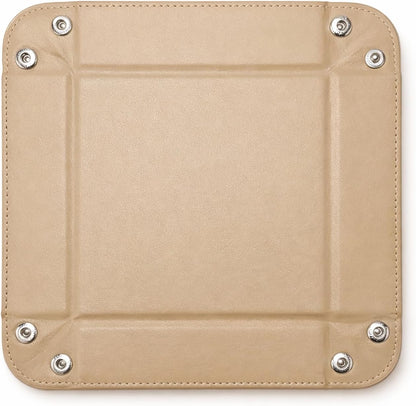 Small Valet Tray, Jewelry Tray for Rings Watches Earrings, Entryway Catchall Caddy for Coins Keys Change, Nightstand Bedside Valet Holder, Trays for Electronic Gadgets, Beige - Colors A